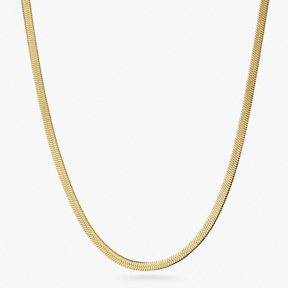 4-5mm 14K Gold Herringbone Chain Necklace ITALY 20" 24" Gold Plated